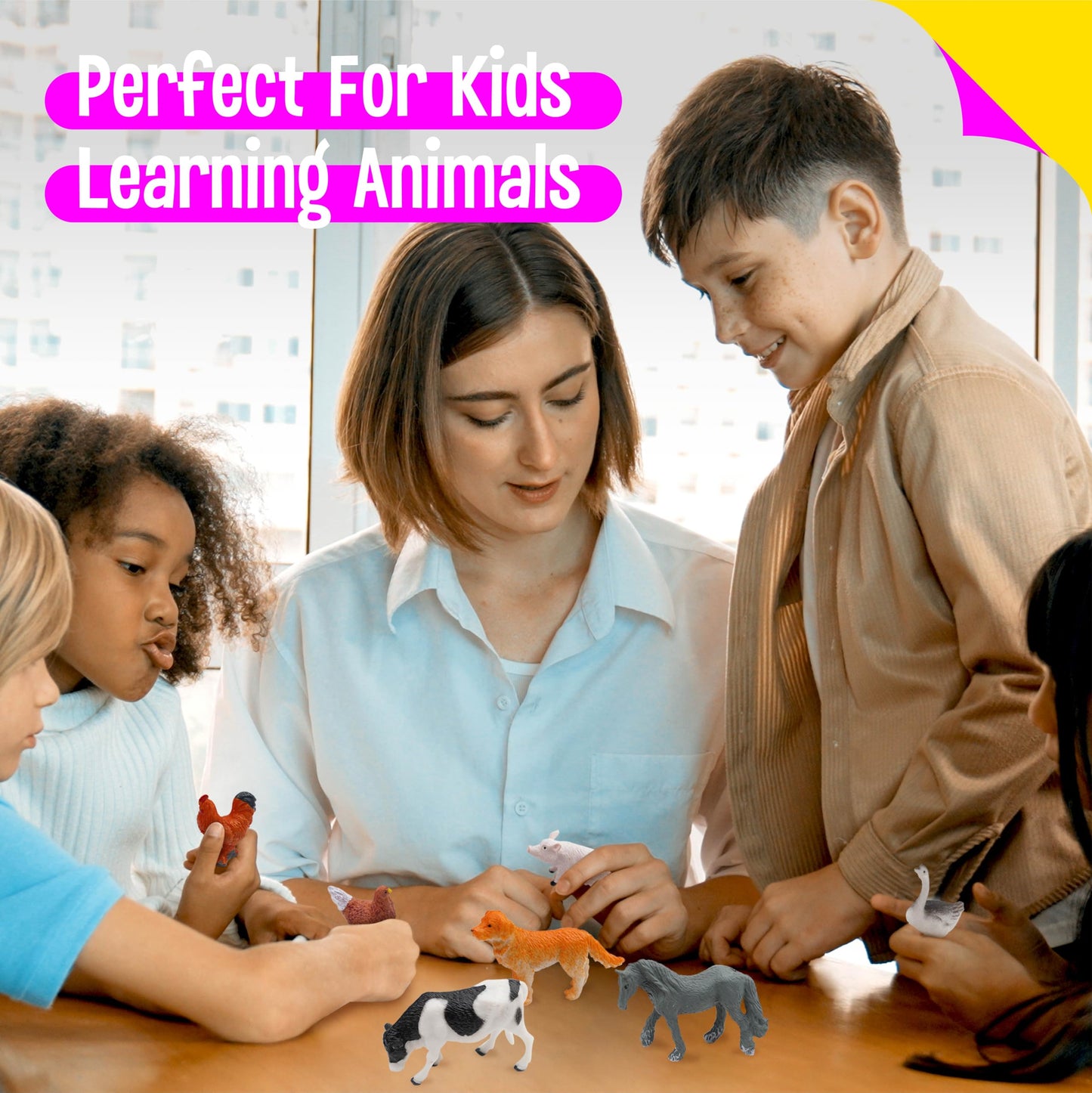 SpriteGru 12 Farm Animal Figurines for Kids  Plastic Animal Toys Tiny Portable Farm Creature Figures Playset Montessori Toys Educational Game for Homeschool Preschool Toddler Kids