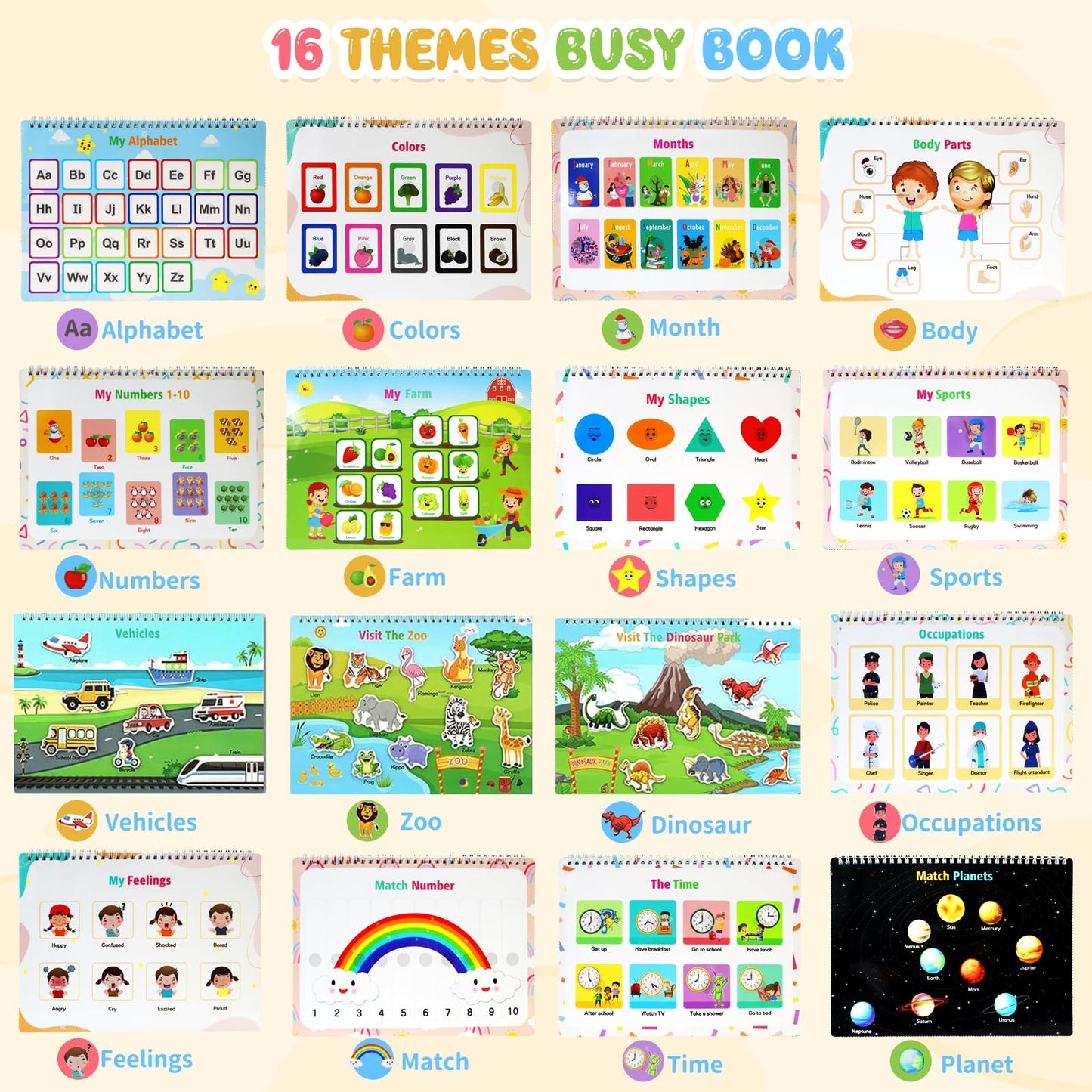 Montessori Busy Book For Toddlers 1-3 3-5, My Preschool Busy Book Sensory Toys For 3 4 5 6 Year Old Kids, Education Workbook Learning Activities - Christmas Birthdays Gifts For Boys And Girls
