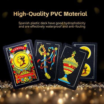 Spanish Playing Cards, Original Spanish Cards Games, Briscas Cards Puerto Rico, Original Spanish Deck Of Cards, Mexican Playing Cards [Luxury Black-Gold Foil Classic] [Pvc Waterproof] (2 Pack)