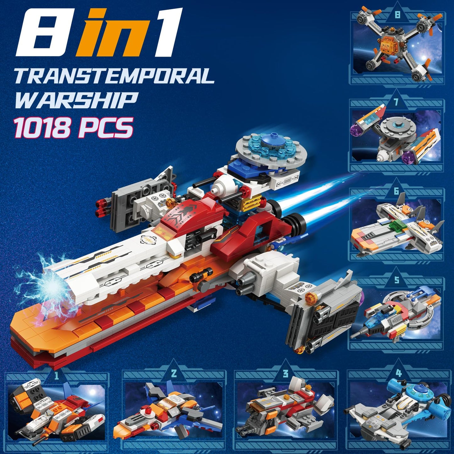 Ambdes Stem Space Toys For 6 7 8 9 10 11 12 Year Old Boys, 8-In-1 Starship Warship Building Sets, Best Christmas Birthday Gifts