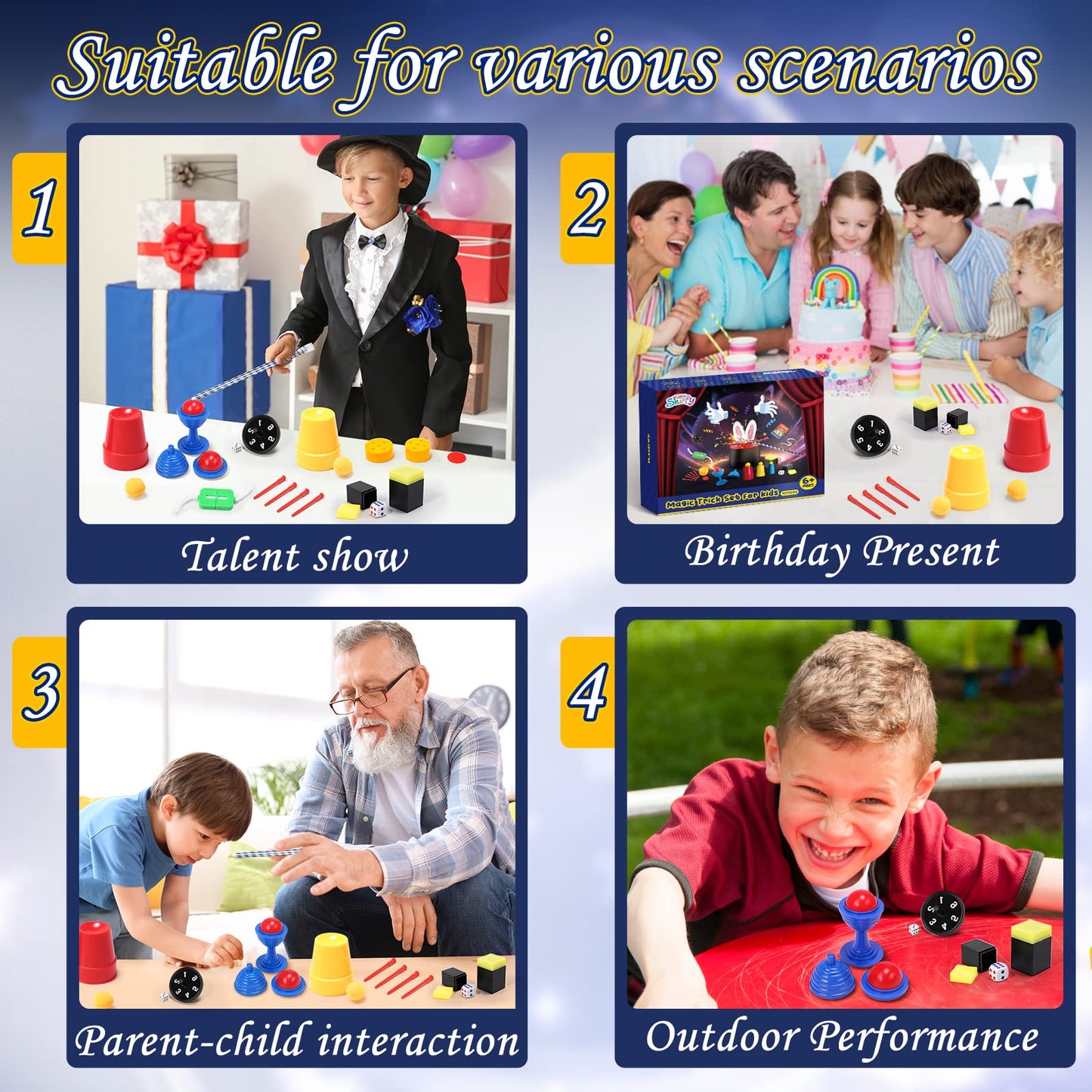 Skirfy Magic Tricks-Magic Kit for Kids Age 6-8 Magic Set with Magician Costume Magic Wand  for Kids Boys Girls Ages 6 7 8 9 10 11 12