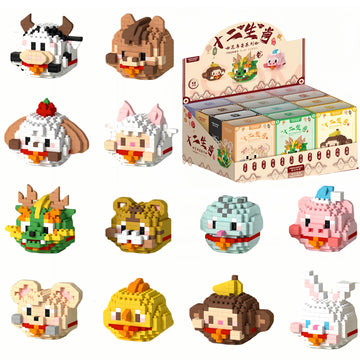 Timchess 12 Packs Animal Building Blocks Set, Twelve Styles Zodiac Animals Building Toys For Birthday & Party, Adorable Mini Blo