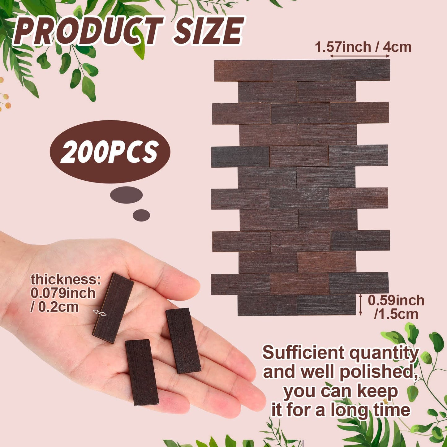 Sintuff 200 Pcs Brown Miniature Dollhouse Flooring Mini DIY Wooden Dollhouse Floor Boards 1:12 Scale Doll House Accessories for Model Decor