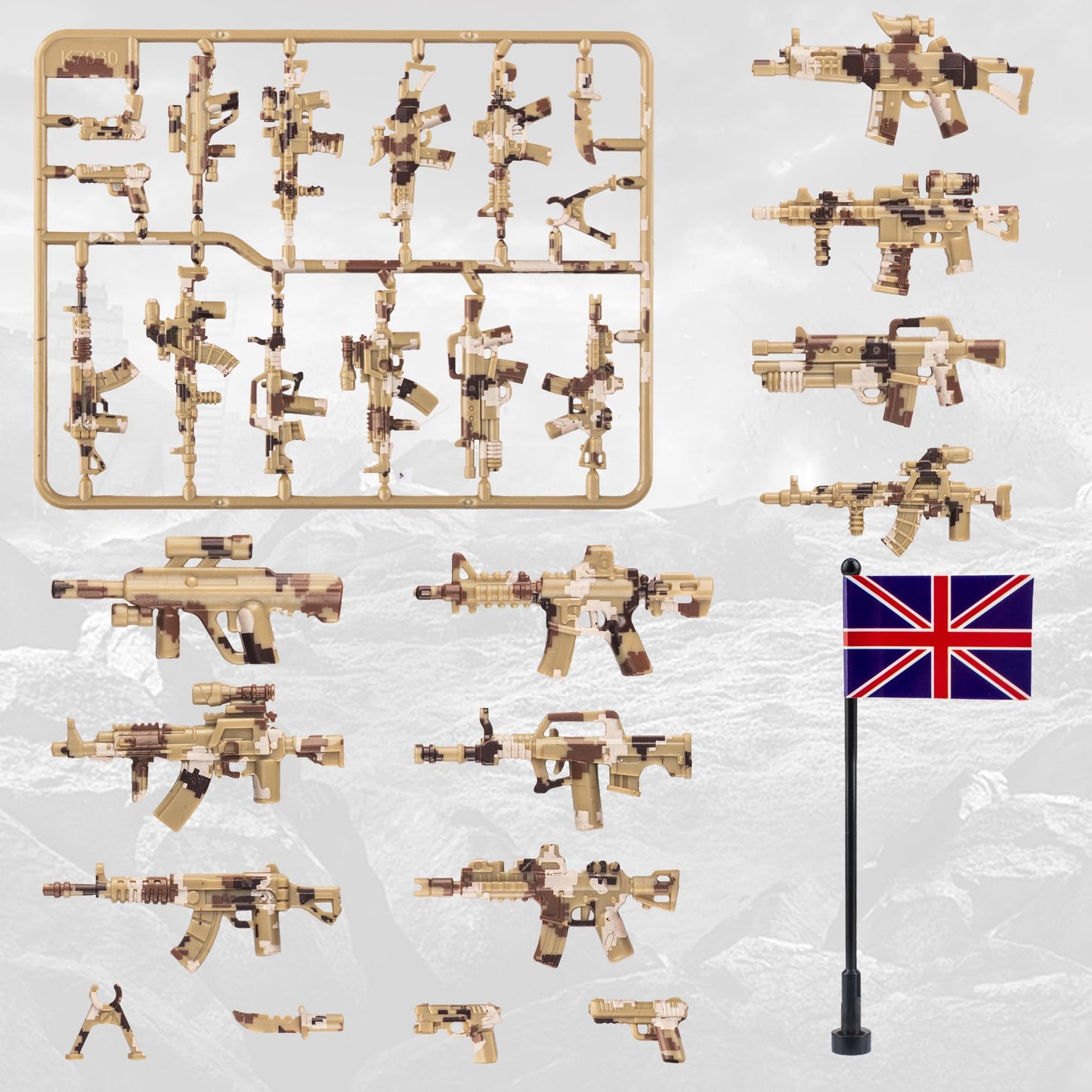 MaozyHomie 63 Pcs Military  Set Accessories U.K Special Forces  Toys Military Equipment Battle Blocks Bricks Compatible with Major Brand  3 Years Old and up