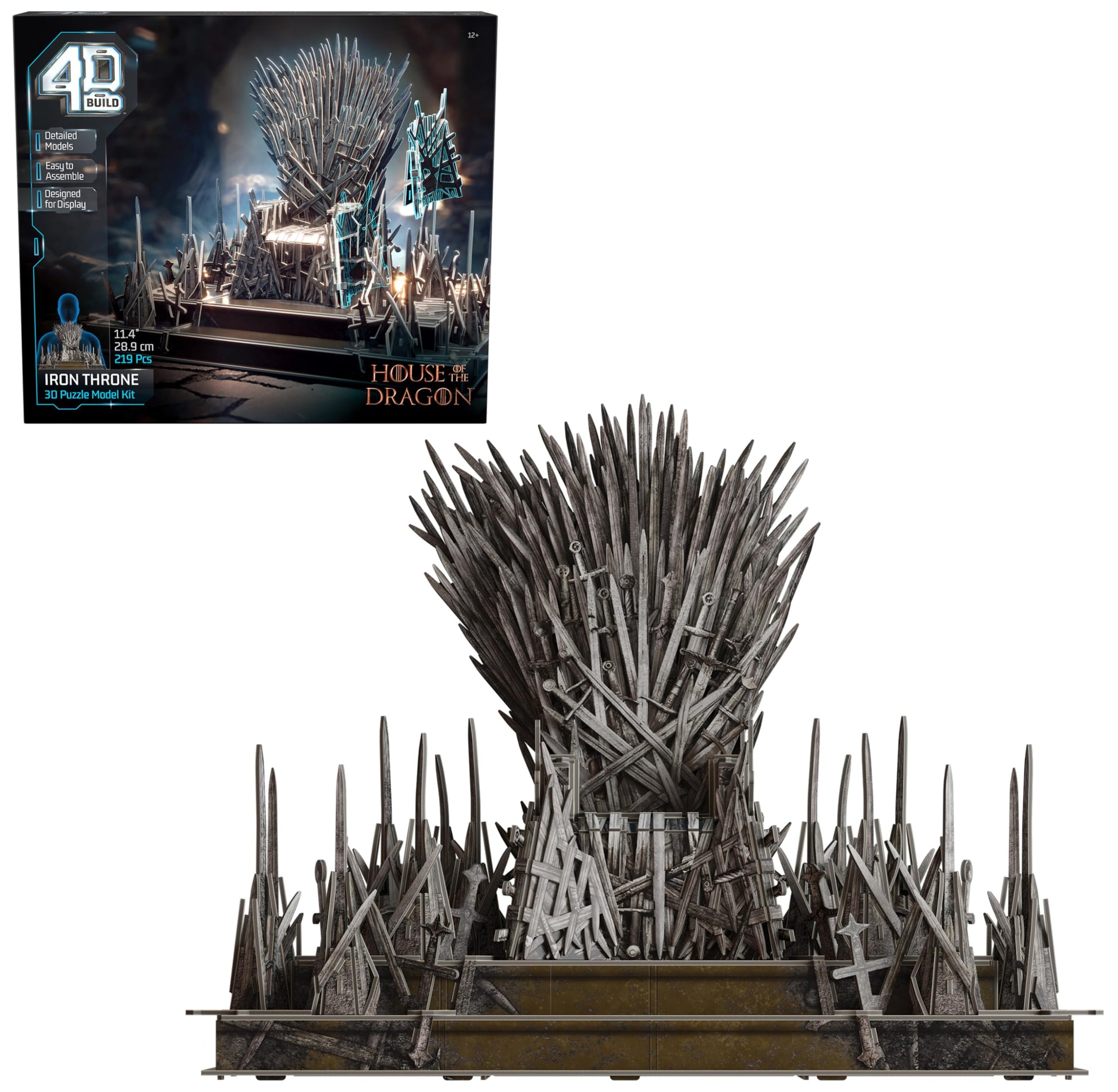 4D Build  Game of Thrones Iron Throne 3D Model Kit 219 Pcs  Desk D?cor mature-themed Puzzles for Fantasy Book GOT Fans  3D Puzzles for mature-themeds & Teens 12+