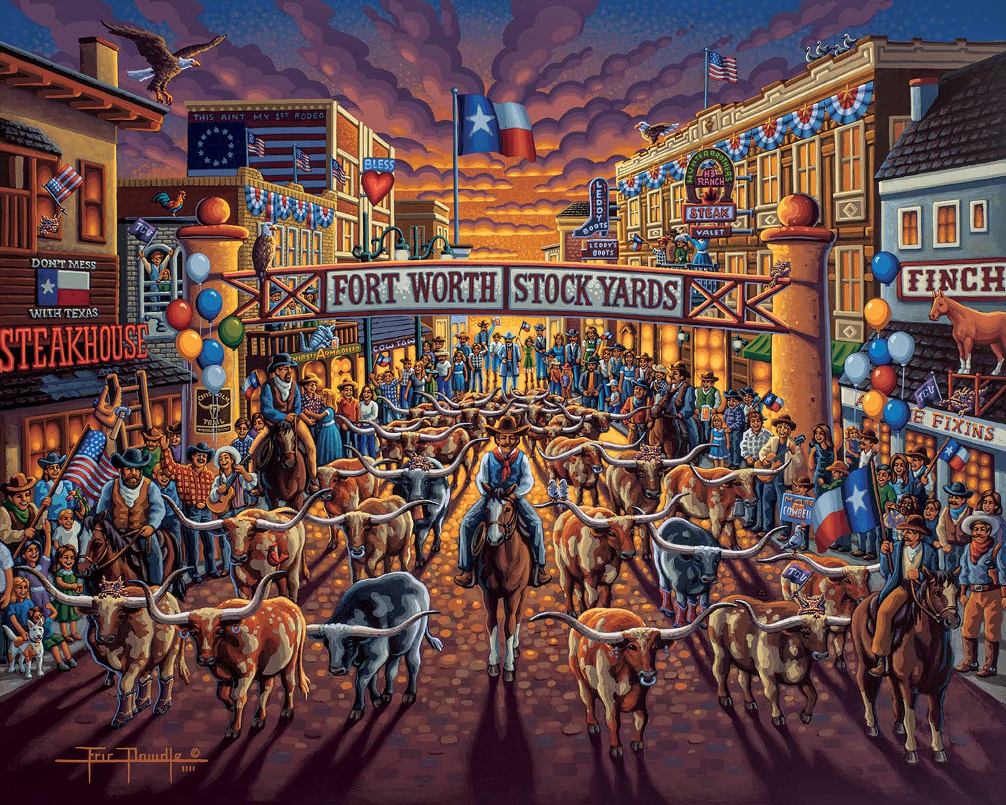 D·O·W·D·L·E Jigsaw Puzzle - Fort Worth Stockyards - 500 Piece Puzzle