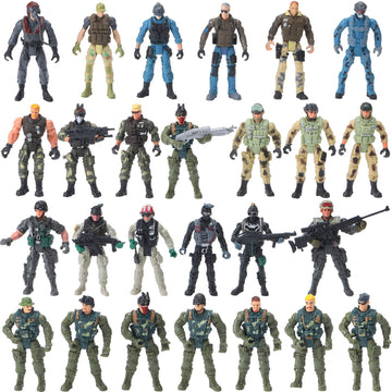 Tuanse 26 Pcs SWAT Team and Military Action Figures Playset With   Army Toys for Kids Boys Girls