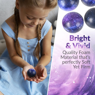 Galaxy Stress Balls For Kids - Pack Of 24 Bulk - Squeeze Anxiety Fidget Sensory Balls For Children With Outer Space Theme, Toys For Party Favors And Birthday Party Supplies