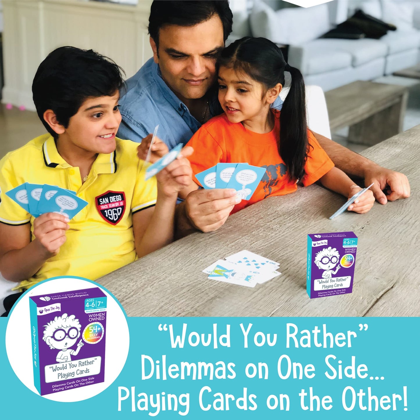 Open The Joy Would You Rather Card Game For Kids, 54+ Conversation Starters Cards Of Silly Dilemmas Questions, Travel Card Game