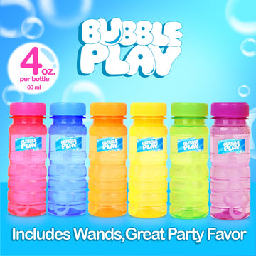 Bubbleplay Bubble Bottle 12 Pack - 4Oz Bubbles For Kids, 5 Hole Bubble Wand Blower, Bubble Solution With Wands - Outdoor Summer