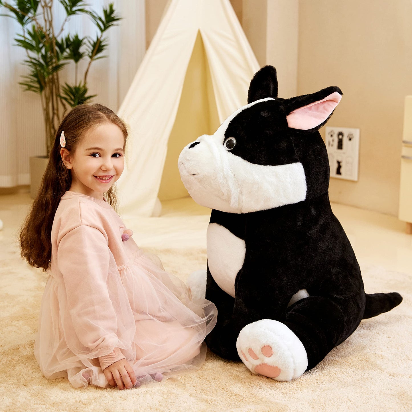 IKASA Giant French Bulldog Plush Toy - 25 Jumbo Soft Stuffed Animal, Cute & Fluffy, Perfect Gift for Kids and Dog Lovers