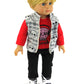 American Fashion World Boys Skull 3 Piece Vest and Pants Set for 18-Inch Dolls | enhanced Quality & Trendy Design | Dolls Clothes | Outfit Fashions for Dolls for Popular Brands
