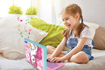 Lexibook - Unicorn Educational And Bilingual Laptop Spanish/English - Toy For Children With 124 Activities To Learn Mathematics, Dactylography, Logic, Clock Reading, Play Games And Music - Jc598Unii2