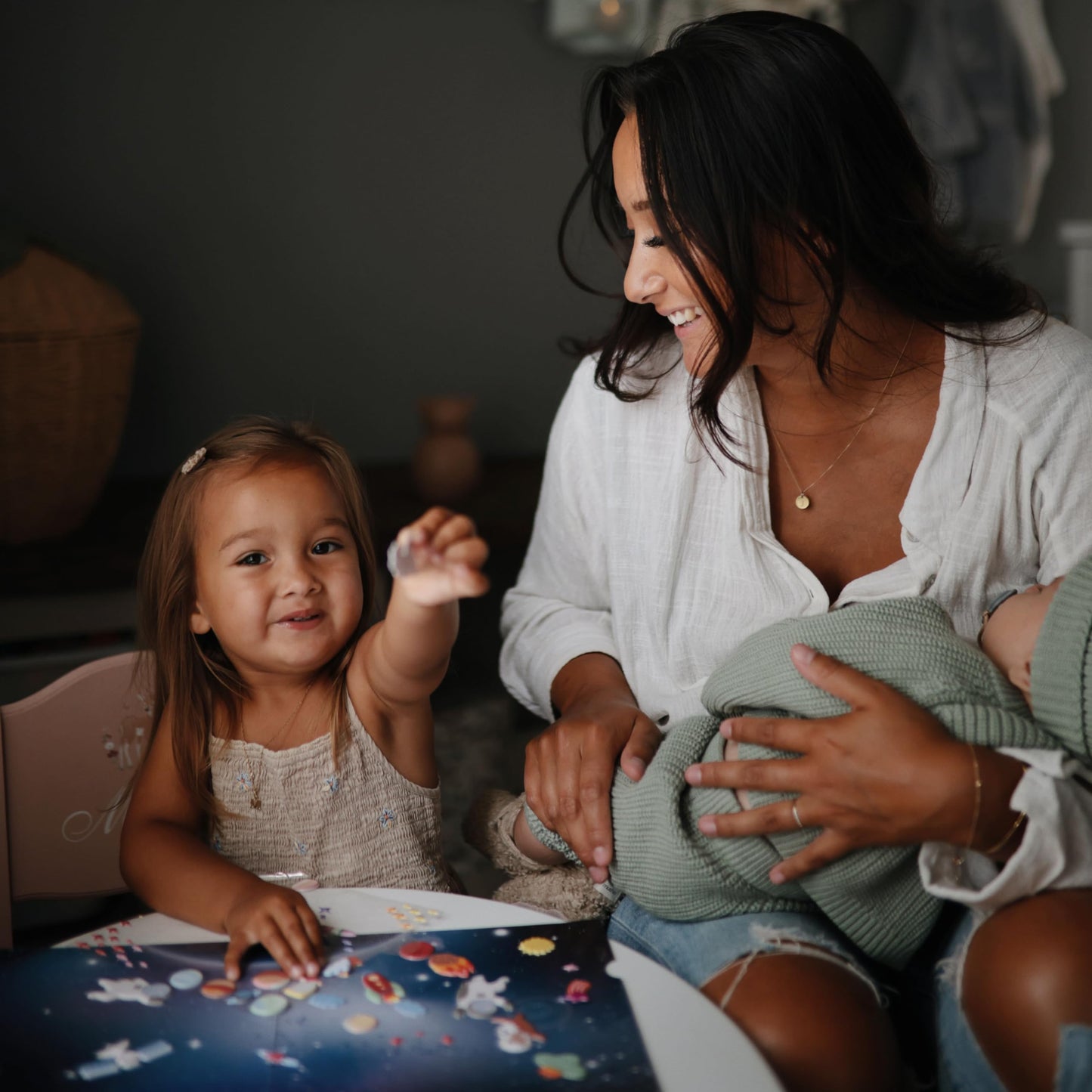 mushie Reusable Sticker Book Set (Space) | 100+ Removable Puffy Stickers | Arts & Crafts Activity for Kids | Ages 3+