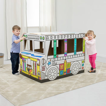 Bankers Box Large Yellow Play School Bus Cardboard Playhouse & Craft Activity for Kids