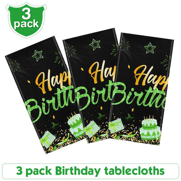 Breling 3 Pack Birthday Party Supplies Confetti Sprinkles Happy Birthday Tablecloths Starry Table Covers For Kids Adults Birthda