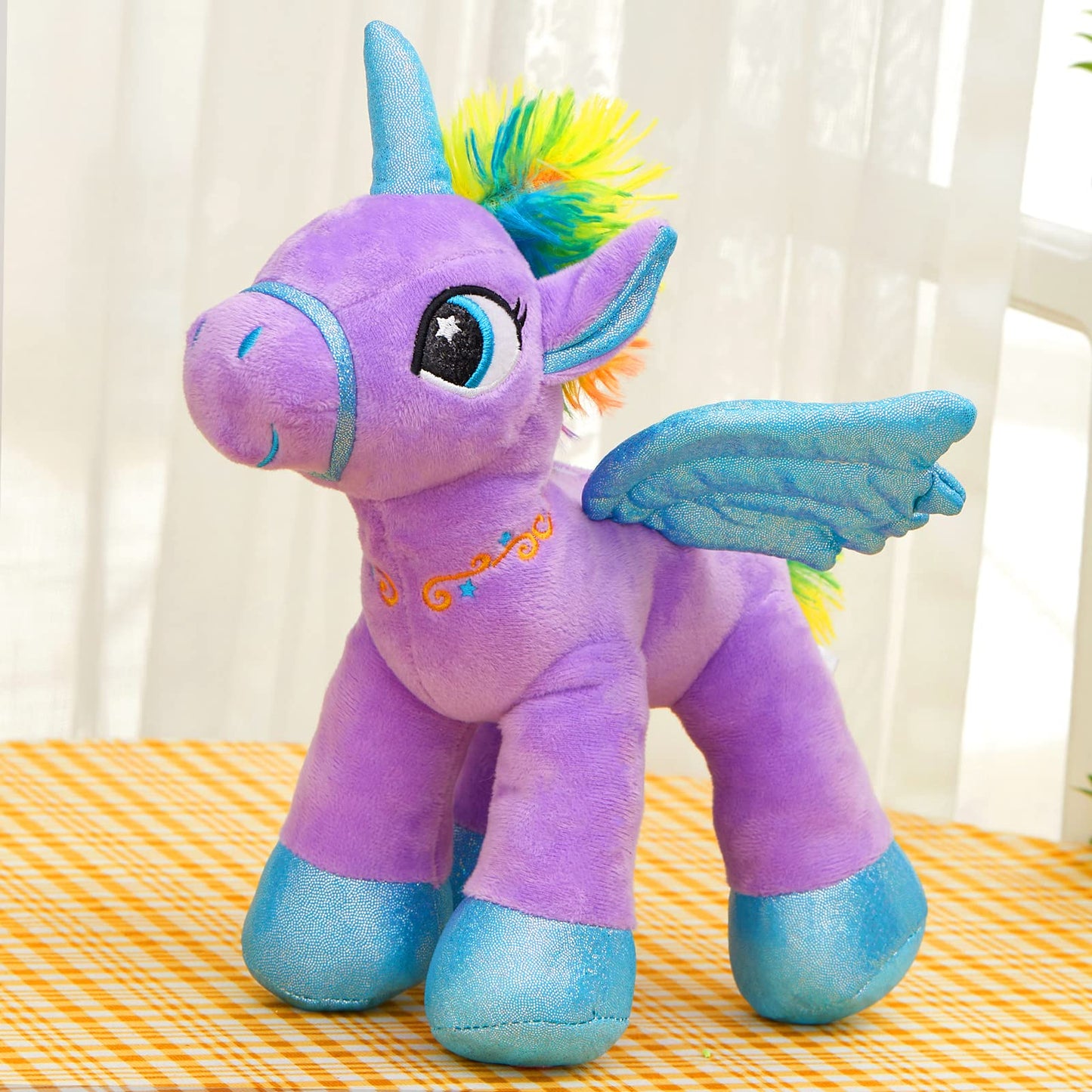 Houwsbaby 14 Purple LED Light Up Unicorn Stuffed Animal,Unicorn Plush Toy,Glowing Horse Plush Toy Night Light Glitter Present