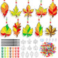 Beeveer 30 Sets Fall Leaf Suncatchers Art Kits DIY Autumn Maple Leaf Suncatcher Crafts Paint Your Own Window Ornaments for Boys 