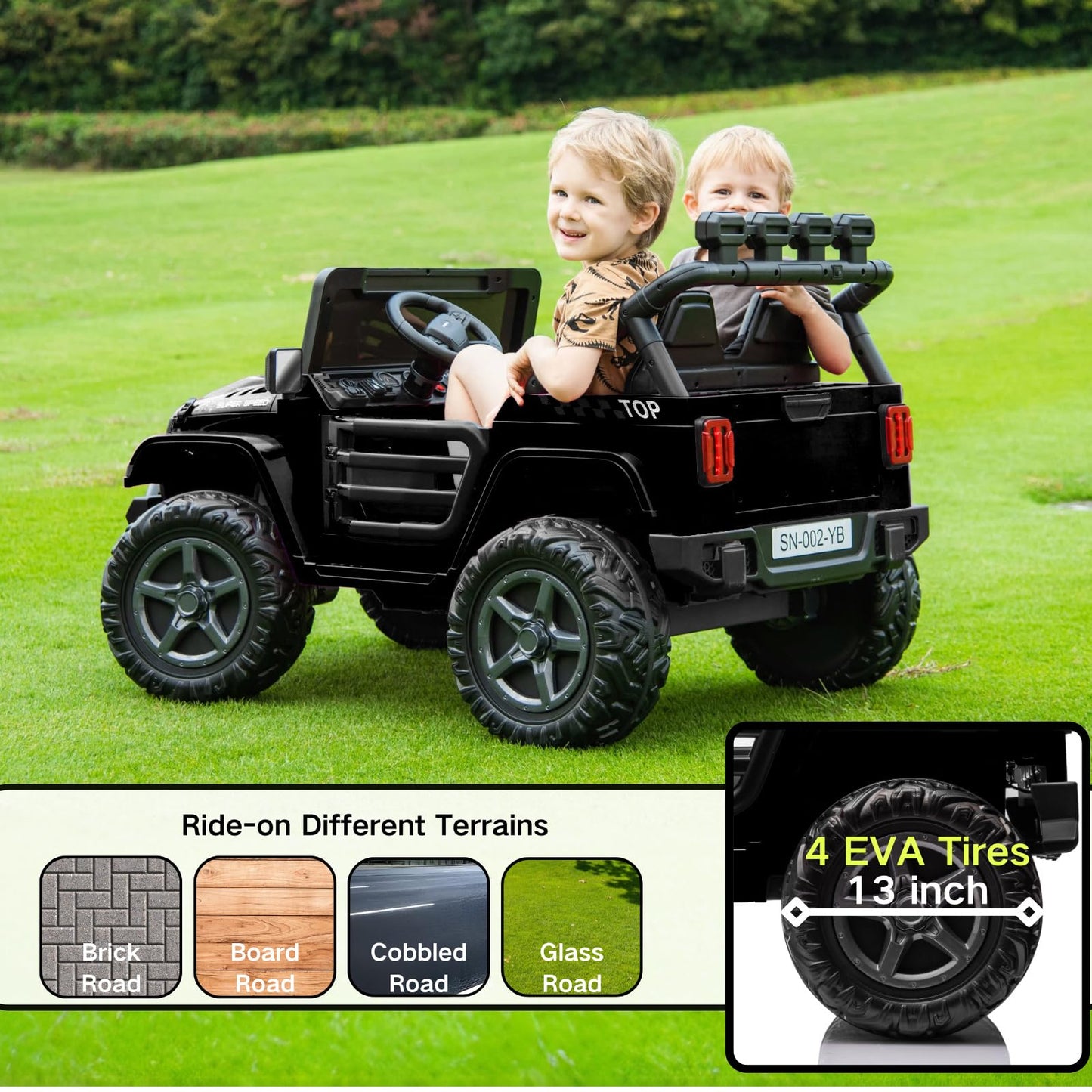 NEWQIDA 24V 2 Seater Ride on Car w/Remote Control 4wd Kids Electric Vehicles Ride on Toys Car, EVA Tires Wheels, 20'' Spacious S