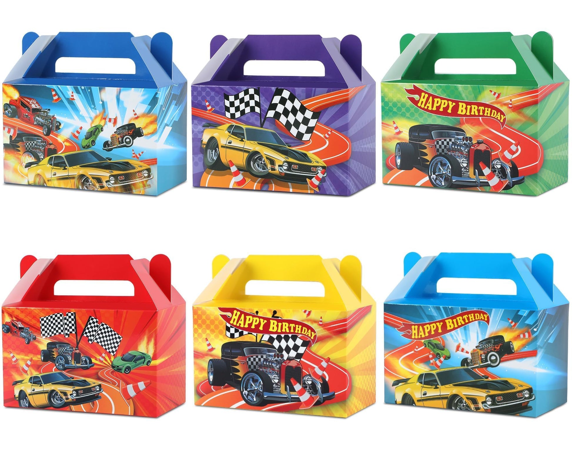 12Pcs Race Car Party Treat Boxes Hot Car Gift Box Birthday Party Supplies Wheels Wild Goodie Gift Boxes Race Car Party Favor Box