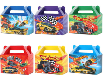 12Pcs Race Car Party Treat Boxes Hot Car Gift Box Birthday Party Supplies Wheels Wild Goodie Gift Boxes Race Car Party Favor Box