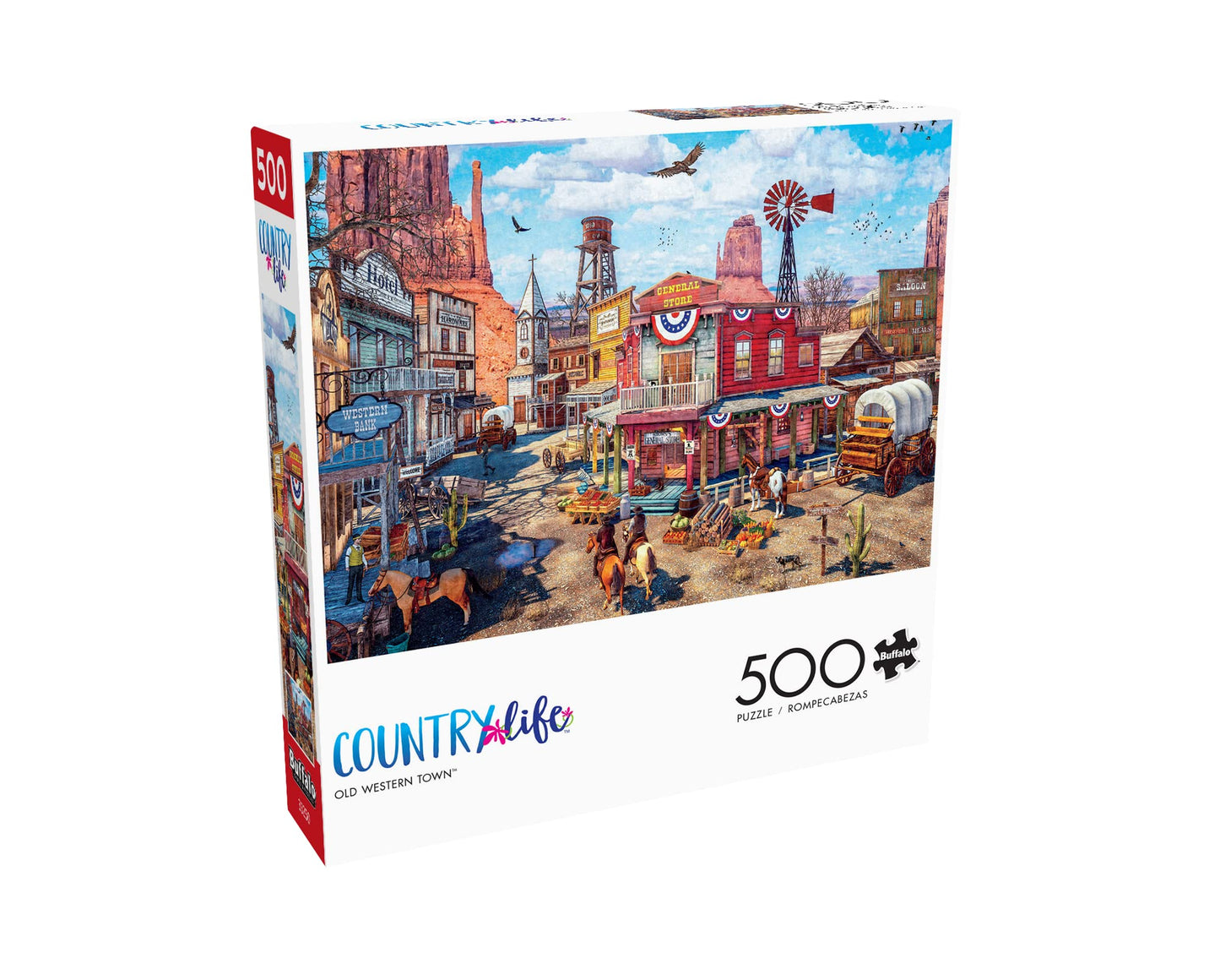 Buffalo Games - Dominic Davison - Old Western Town - 500 Piece Jigsaw Puzzle For Adults -Challenging Puzzle Perfect For Game Nights - Finished Puzzle Size Is 21.25 X 15.00
