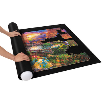 Becko US Puzzle Mat Roll Up for 3000 Pieces, Felt with Drawstring Bag, Black, E2015-DGra26, Easy Storage & Anti-Leak Tube