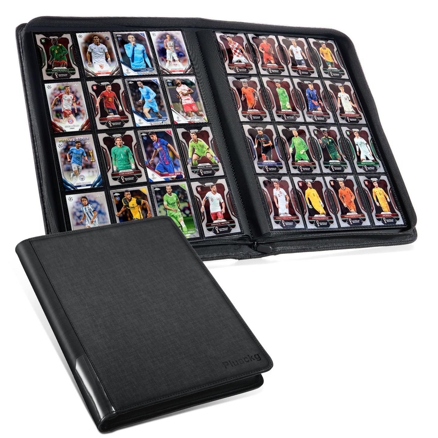 16-Pocket Trading Card Binder Holds 1024 Cards - enhanced PU Leather Album  Ringless Side LoadingTrading Card Album Sturdy 3x4 Card Holder for MTG  TCG  YuGiOh  Game Cards & Sports Cards (Black)