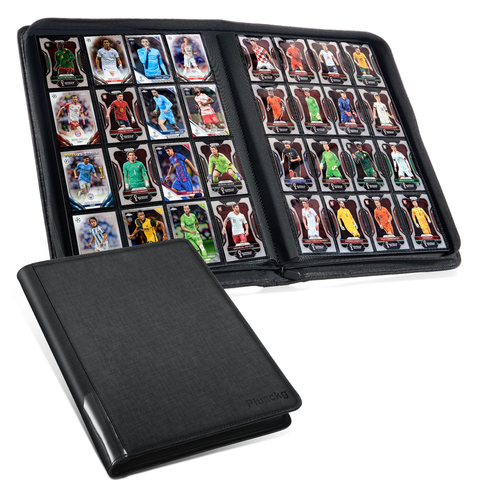 16-Pocket Trading Card Binder Holds 1024 Cards - enhanced PU Leather Album  Ringless Side LoadingTrading Card Album Sturdy 3x4 Card Holder for MTG  TCG  YuGiOh  Game Cards & Sports Cards (Black)