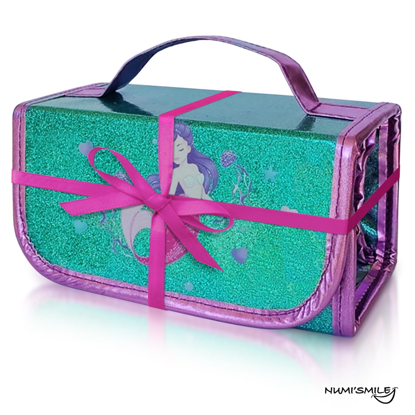 NUMI'SMILE Mermaid Pencil Case Art Set with Fruit Scented Markers, Purple, Model NSMPC-9278, Perfect for Girls Ages 3-10