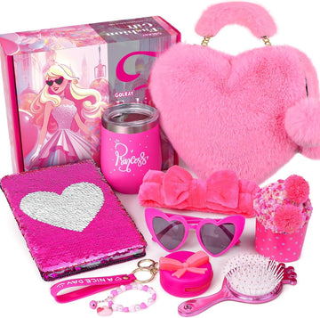 Golray Princess Gifts For Girls Toys Aged 4 5 6 7 8 9 10 Years Old, My First Purse With Pretend Play Accessories Handbag/Sunglasses/Diary/Water Bottle, Kid Teen Girl Stuff Birthday Toy
