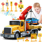 Kids Toys for 3 4 5 6 7 Years Old Boys, 15'' Large Tow Truck Toy, Friction Powered Transport Truck Crane Vehicle Toy with Lights