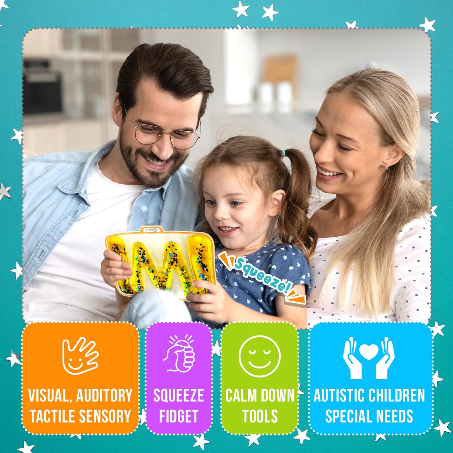 Sensory Fidget Toys For Kids Toddlers - Squishy Sensory Products For Autistic Autism Children Special Needs, Fidgets For Classroom Stress Anxiety Calm Down, Squeeze Sensory Tube Filled Goo, Glitter