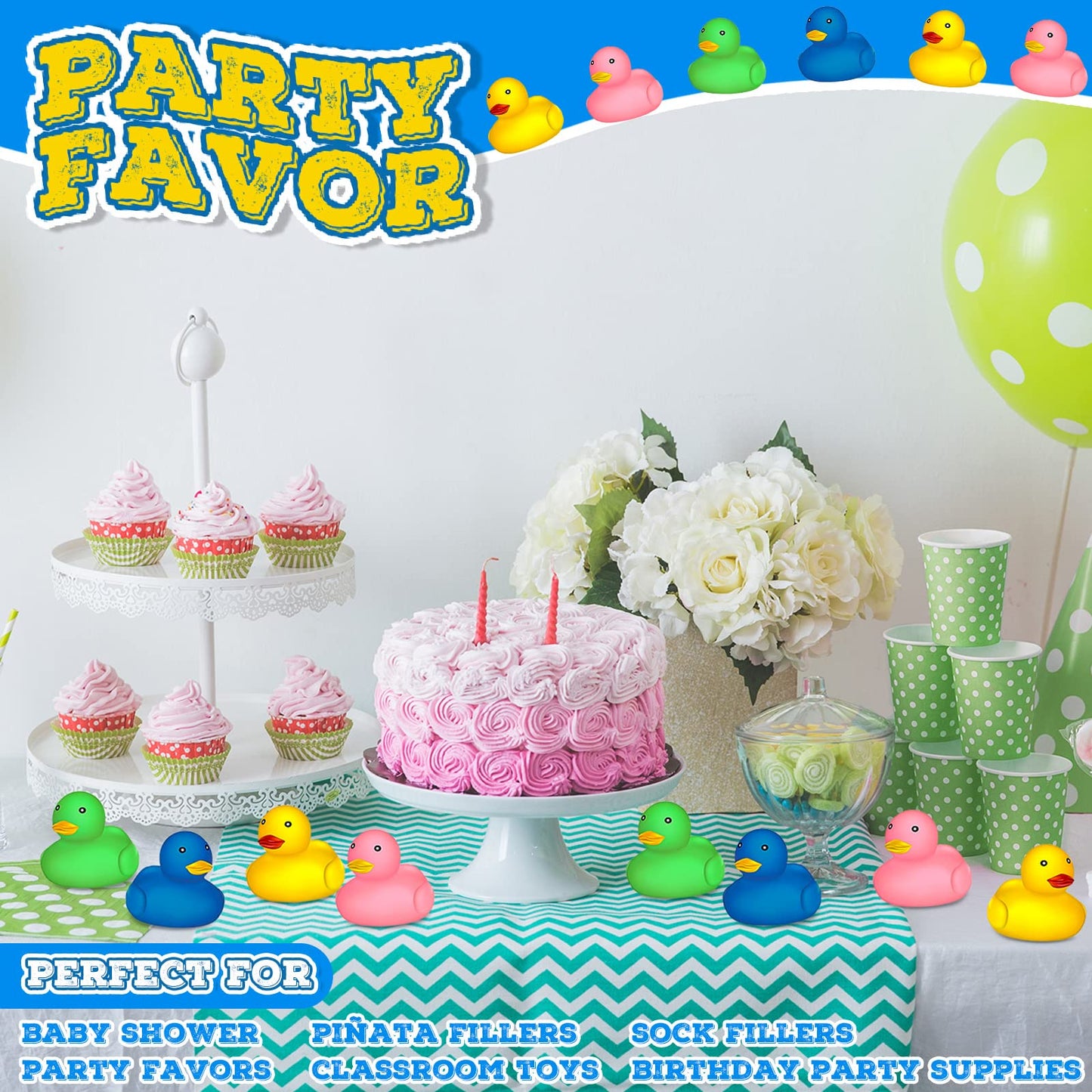 Zubebe Rubber Ducks Bath Toy Multicolor Mini Rubber Duck Bulk Float Duck Bath Toy Baby Shower Birthday Party Favors Gift(100 Pcs