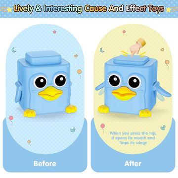 Stacking Toys Set For Toddlers 18+ Months, 6 In 1 Infant Sensory Toys With Changing Expressions, Pressable Animal Stacking Block