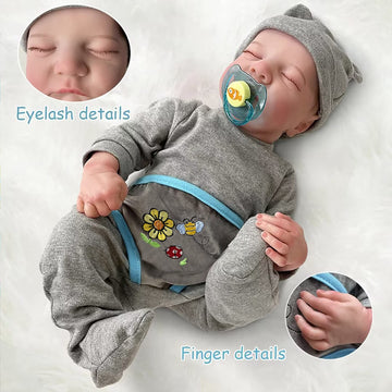 Fockof Realistic Reborn Baby Dolls Reborn Baby Boy-17-Inch Lifelike Newborn Baby Dolls Vinyl Full Body Realistic Baby Doll Real Baby Doll Gift For Kids Age 3 + (Blue)