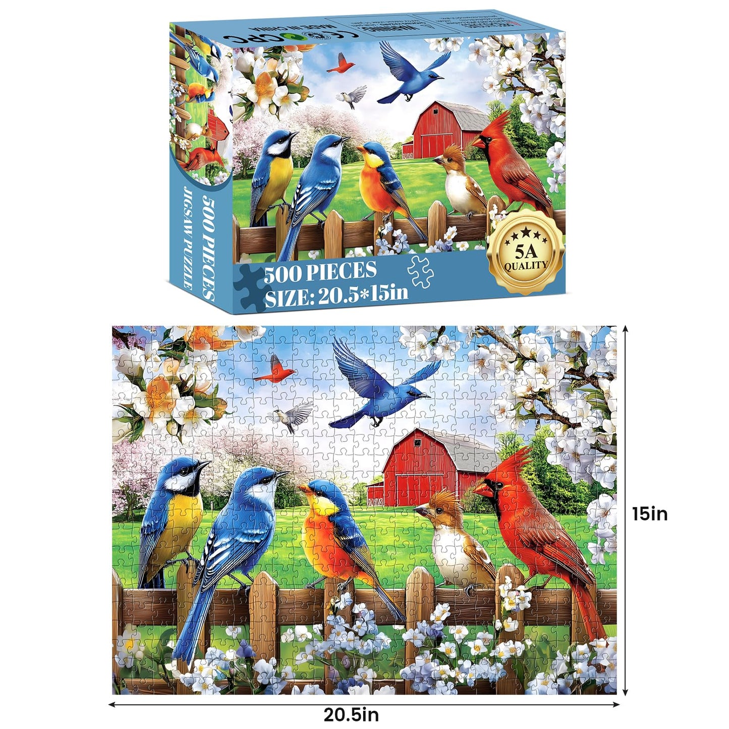 500 Piece Puzzles for mature-themeds Jigsaw Puzzles 500 Pieces Colorful Birds Jigsaw Puzzles Spring Season Farm Puzzle Bird Lover Puzzles 500 Pieces for mature-themeds enhanced Cardboard Puzzle Gift Toy