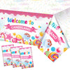Tatuo Candyland Party Decorations Candyland Tablecloth Candy Theme Plastic Table Cover Candy Land Lollipop Decorations for Birth