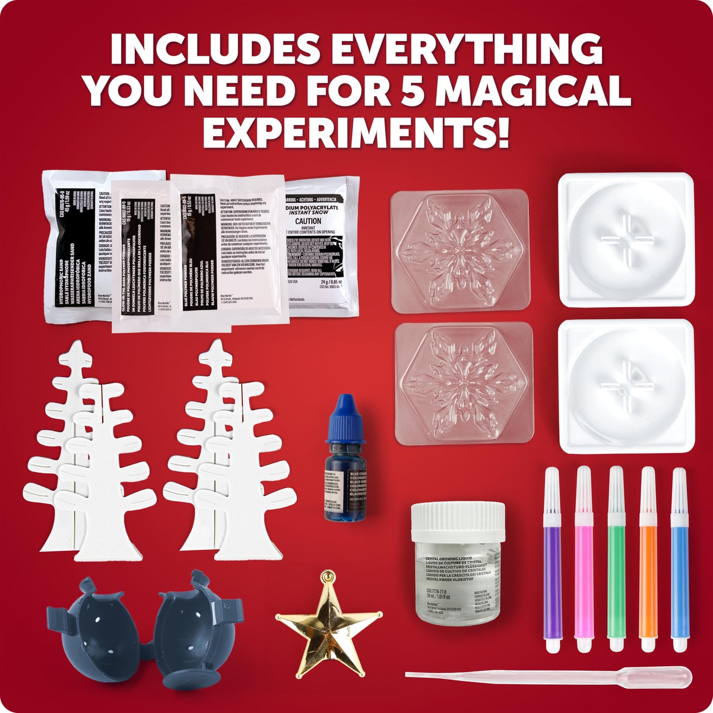 Santa'S Christmas Science Workshop - Holiday Stem Kit For Kids With 5 Magical Experiments & 20 Bonus Activities, Educational Sci