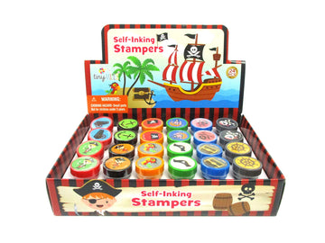 TINYMILLS 24 Pcs Pirate Stampers for Kids Pirate Birthday Party, Party Favors for Pirate Themed Party, Goody Bag Stuffers, Pinat