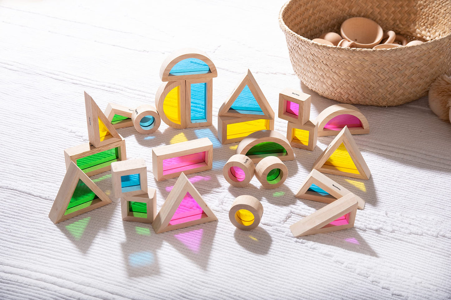 Tickit Rainbow Blocks - Set Of 24 - Sensory Blocks For Toddlers Aged 12M+ - Colorful Montessori Stacking Shapes - First Building