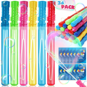 36 Pack 15'' Bubble Wands In 6 Colors, Big Bubble Wands With 36 Bubble Refill Solutions, Bubbles Party Favors For Easter, Birthd