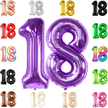 Katchon, Purple 18 Balloon Numbers - Huge, 40 Inch | 18 Number Balloons | 18Th Birthday Balloons, 18Th Birthday Decorations For Girls | 18 Balloon Numbers Purple, 18Th Birthday Decorations For Boys