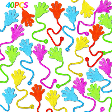 40Pcs Glitter Sticky Hands Party Favors For Kids Birthday Supplies Easter Egg Fillers Goodie Bag Stuffers Classroom Treasure Box Carnival Prizes Bulk Treat Trinkets Pinata Stuff Mini Stretchy Toys