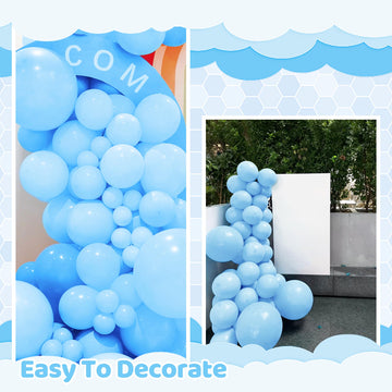 200 Pieces Light Blue Balloons Pastel Blue Balloons Arch Kit Baby Blue Balloons Different Sizes Macaron Blue Balloons Garland Fo