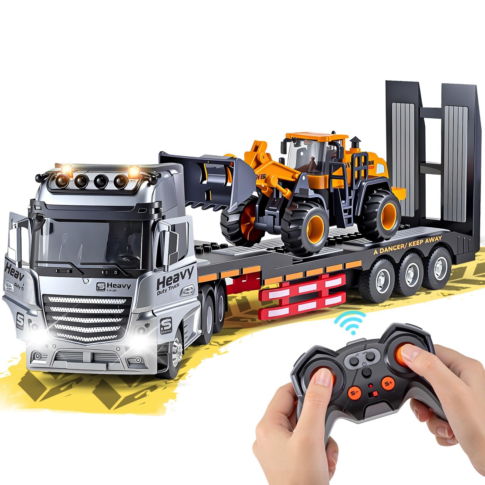 9 Channel Rc Semi Truck Metal Cab, 2.4Ghz Remote Control Truck And Trailer With Lights And Sounds, Birthday Gift For Kids Boys 1