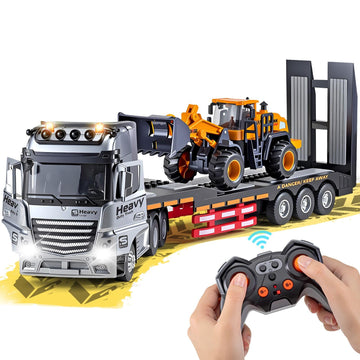 9 Channel Rc Semi Truck Metal Cab, 2.4Ghz Remote Control Truck And Trailer With Lights And Sounds, Birthday Gift For Kids Boys 1