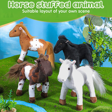 Skylety 4 Pcs Stuffed Horse Toy 8 Inch Horse Plush Stuffed Animals Cute Plush Assorted Toy Brown Animals Gifts Party Favors Supp