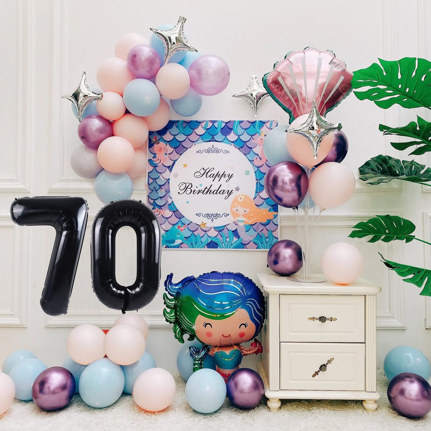 Smlpuame 40 Inch Number Balloon 0-9 Black Large Number 70 Balloons,Digital Balloons For Birthday Party Celebration Decorations S