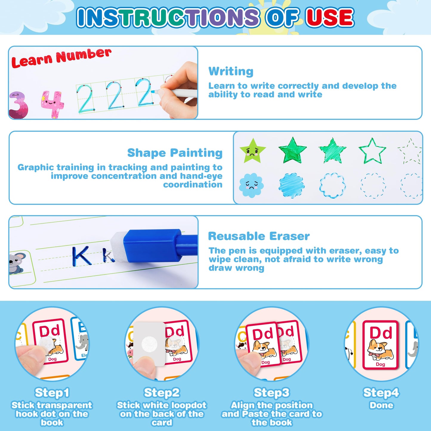 Mr.Tn Busy Book For Toddlers - Preschool Reading Activity Handwriting Busy Book, Montessori Sensory Learning & Education Toys, Christmas Birthday Travel Gifts For Age 3 4 5 6 Year Old Boys Girls